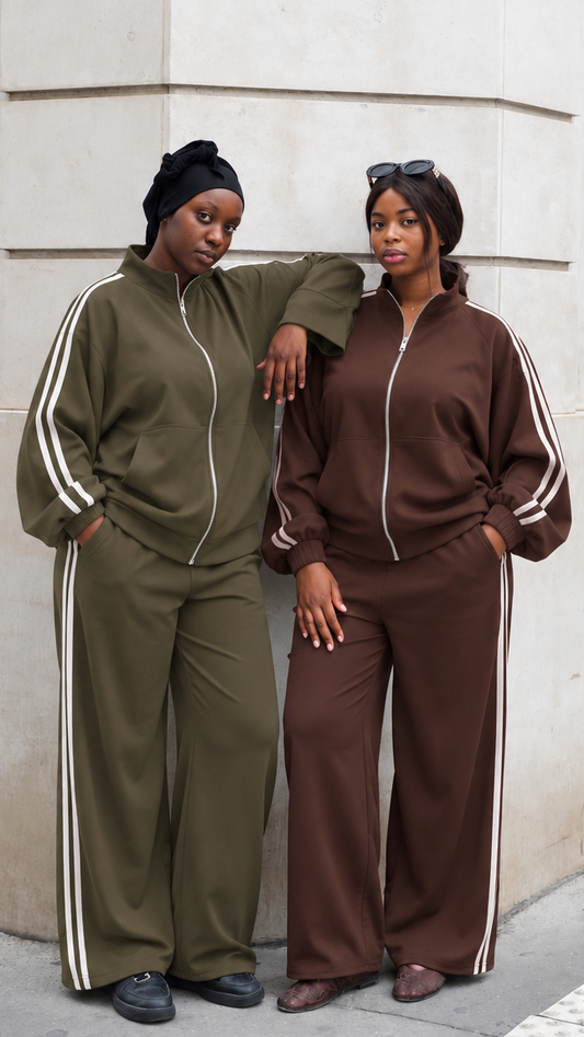 Ensemble DAISY – Jogging oversize à bandes.